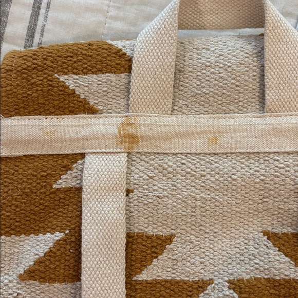 Geometric Patterned Tan and Cream Backpack - Picture 3 of 6